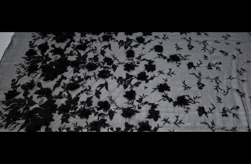 Lace 3D Flowers Polyester Single-Colored - 140cm